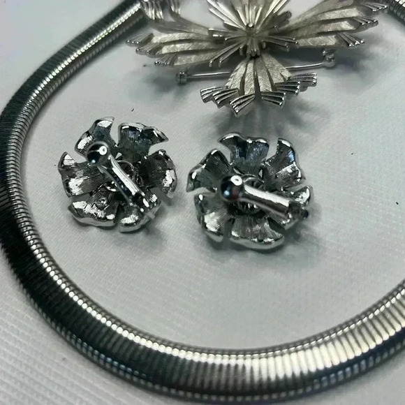 Rare Vintage Coro Silver snake necklace earrings brooch pin set - Picture 4 of 6